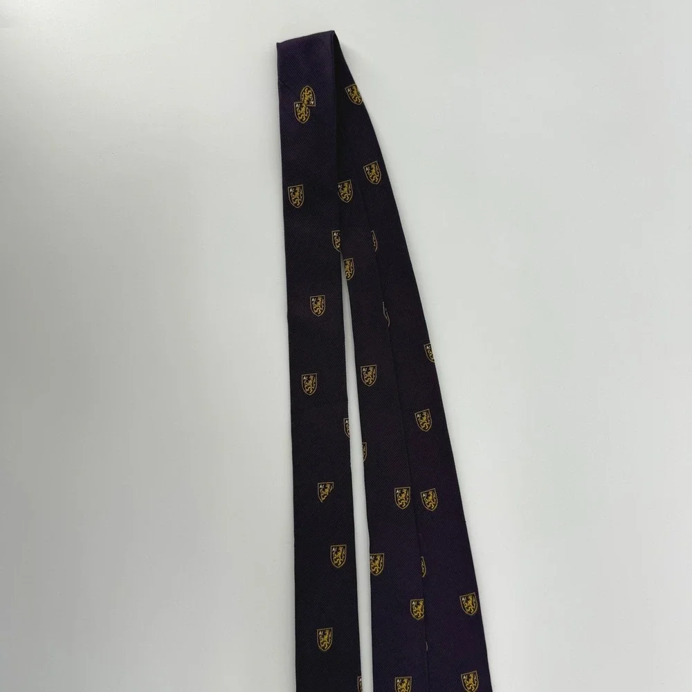 Vintage Polo Ralph Lauren Purple Silk Repp Tie Crested Lion Emblematic Italy